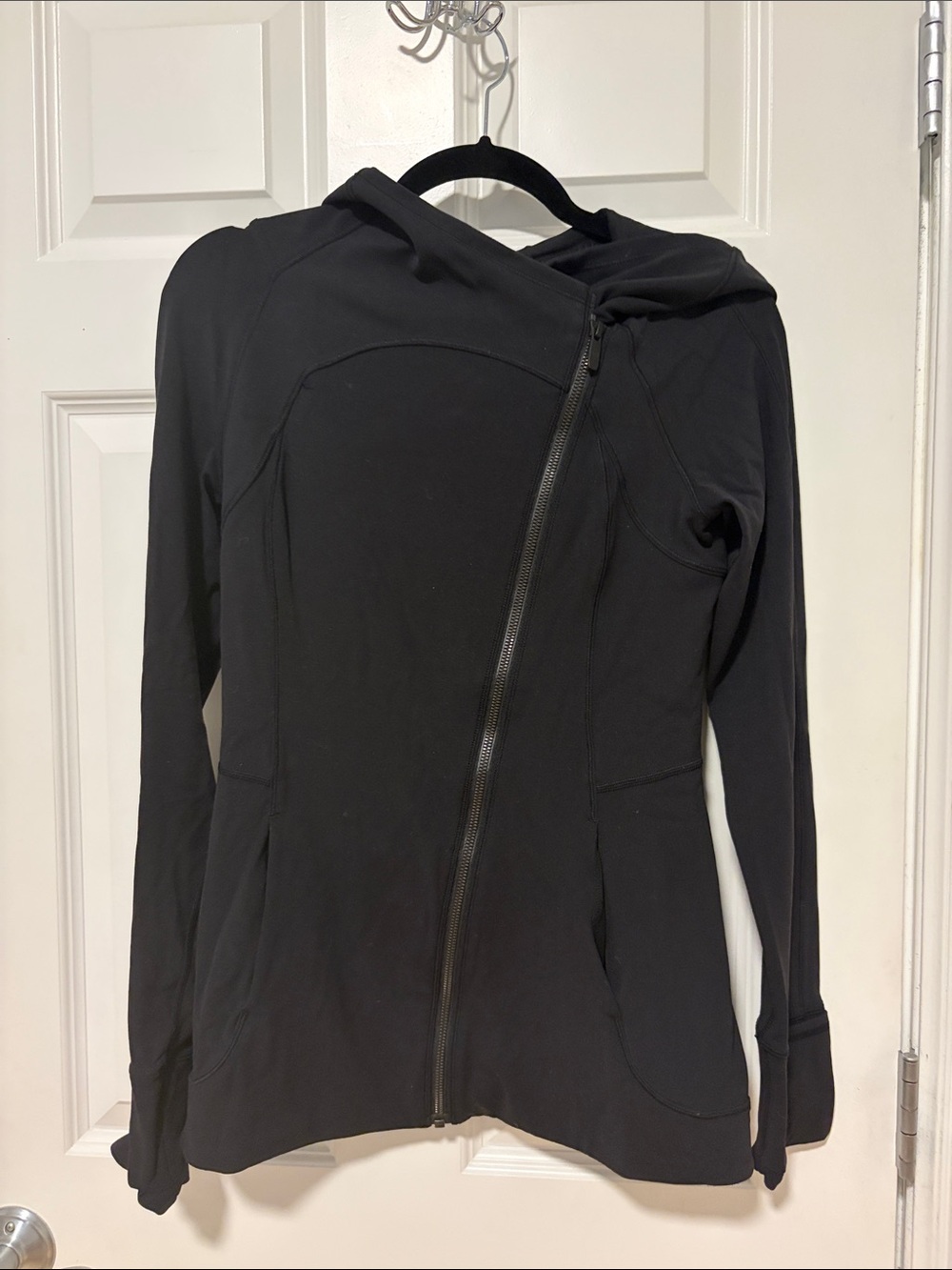 lululemon athletica Black Asymmetrical Zip Utility Jacket with Hood